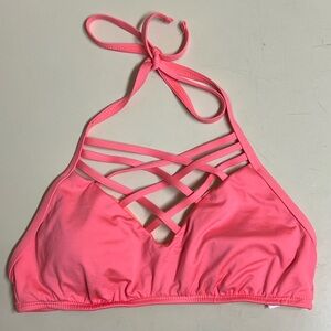 MOSSIMO Women's Orange Strappy Front Halter Bikini Top - Size Small - VGUC